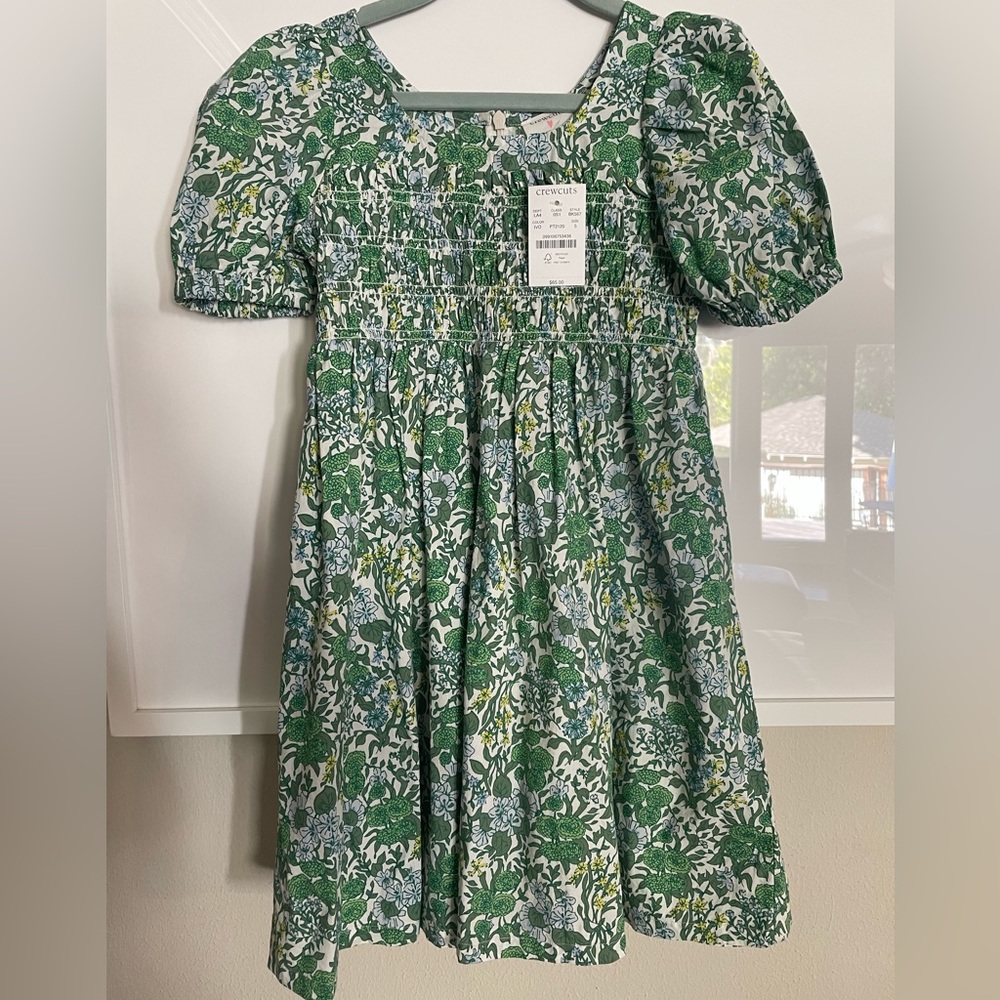 Jcrew crewcuts green floral smocked dress
